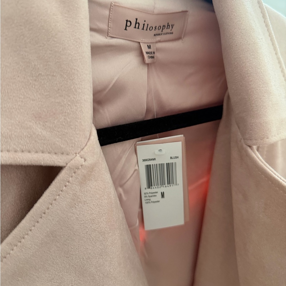 Philosophy Blush Pink Suede Moto Jacket - Picture 2 of 5